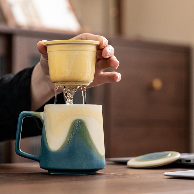 Jianshan Series Couple Cup, A Pair Of High-End Company And Enterprise Souvenirs, Ceramic Office Water Cup With Lid
