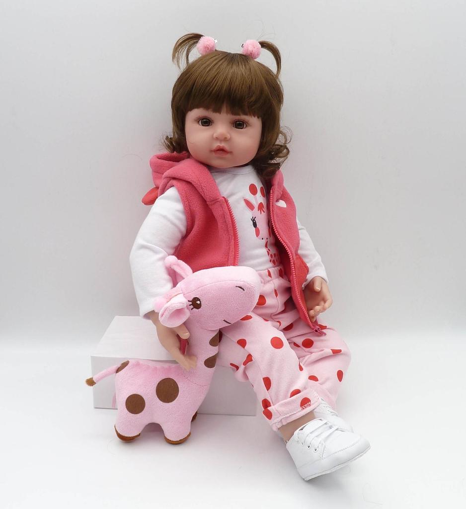 48cm Cloth Body Fawn Short Curly Hair Reborn Doll Toy