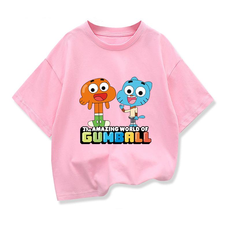 The Amazing World Of Gumball Short-sleeved Tshirt For Children 2025 New Kids Cartoon Loose Tops Tees Boys Cotton Clothing