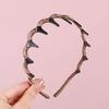 Black Flocked Big Wave Headband with Tooth Comb for Washing Face, Headband for Tidying Up Hair, Hairpin and Headdress