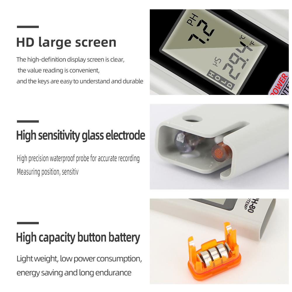 HM Digital PH-80 PH-Temperaturmessgerät Hydro Mit Automatischer Kalibrierfunktion Wasserqualitäts-PH-Tester Wasserdicht