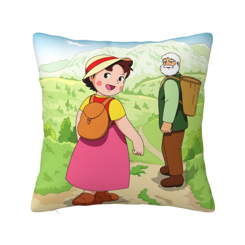 Heidi Peter And Grandpa Family Cushion Cover Soft Alps Mountain Pillow Case Sofa Car Square Pillowcase Living Room Decoration