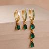 3PCS Exquisite Green CZ Zircon Water Drop Gold Color Earrings Set for Women Dainty Stackable Piercing Earring Luxury Jewelry