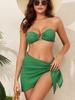 1011 Swimsuit Women's Split European and American Swimsuit Solid Color Bikini Leak Back Bikini Three-piece Swimsuit
