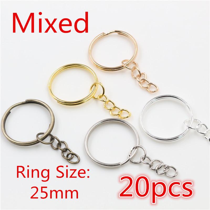 20pcs 25mm 28mm 30mm Rings Keychain Key Ring Chain Multi-colors Round DIY Jewelry Making Accessories Findings