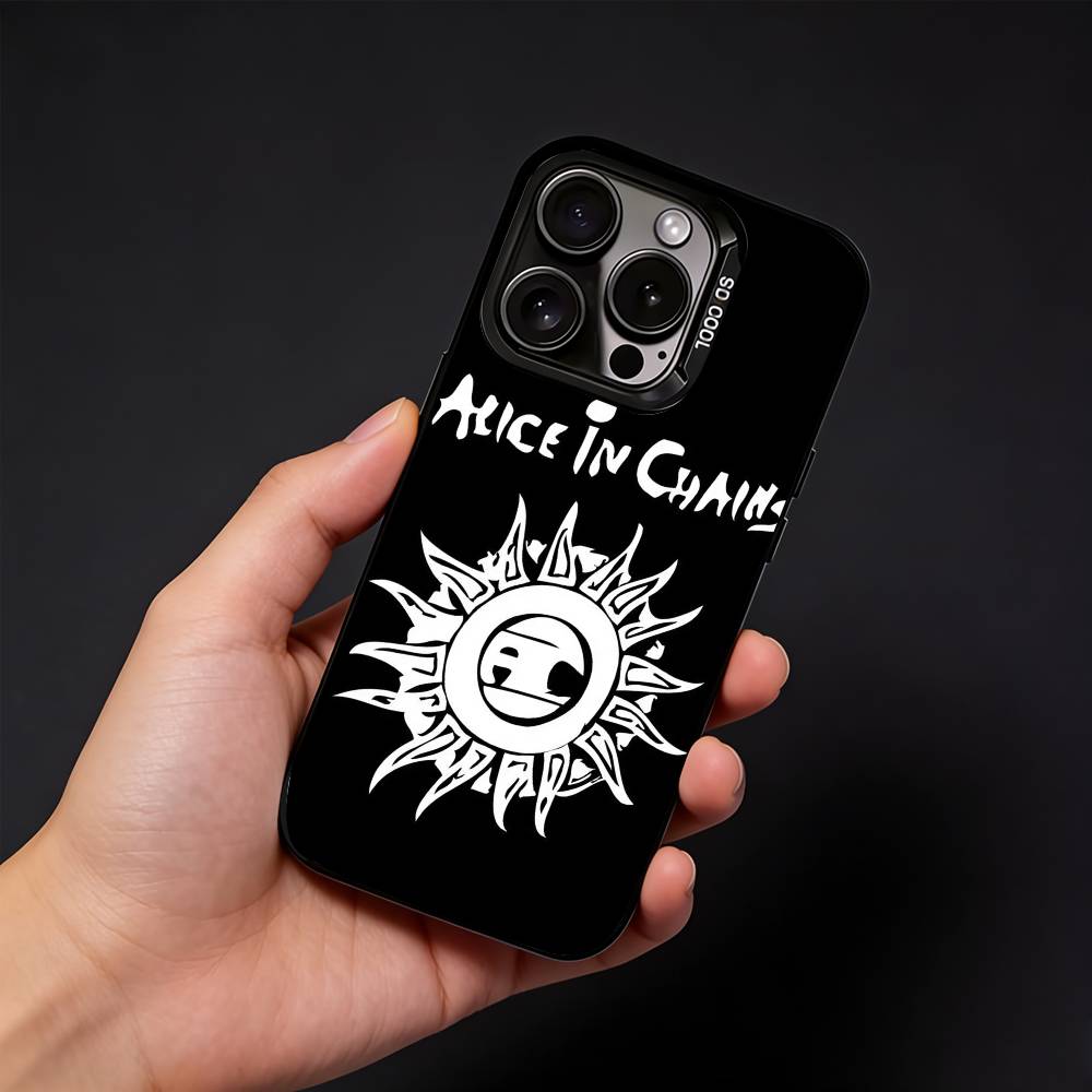 Band A-Alices In C-Chains Phone Case For iPhone17, 16,15,14,13,12 Pro Max Black Candy Matte Shockproof Cover