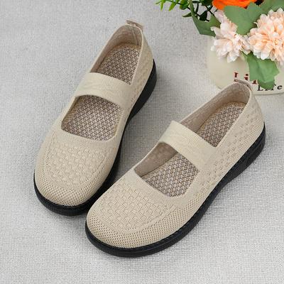Chaussures en tissu pour femmes Chaussures basses en maille Antidérapantes Résistantes à l'usure Chaussures pour personnes d'âge moyen et âgées Chaussures de marche élastiques pour personnes âgées