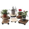 Bonsai Wood Flower Stand with Wheels | Square/Round Anti-Corrosion Elevated Pot Tray for Indoors