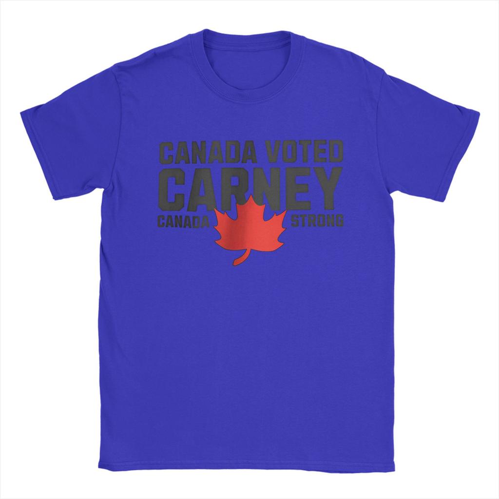 Men Mark Carney Canada Strong T Shirt Elbows Up Voted Pure Cotton Tops Novelty Short Sleeve Round Collar Tee Shirt 6XL T-Shirt