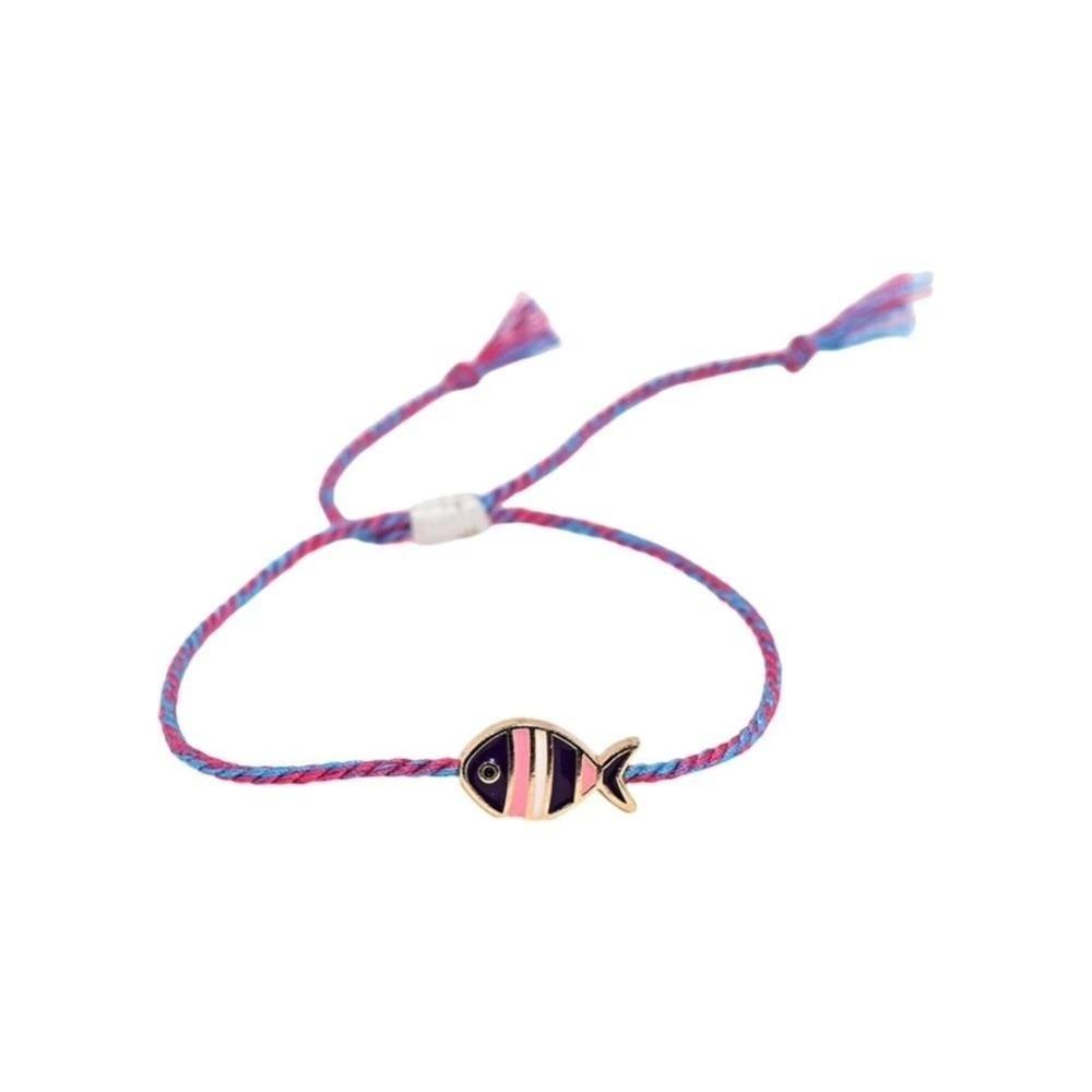 1 pcs Bohemian Print Fish Pendant Bracelet Adjustable Hand-Woven Rope Bracelet  Women Girls