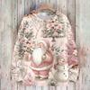 Ladies' Fashionable And Casual Christmas Cute Printed Round Neck Long Sleeved Knitted Yarn