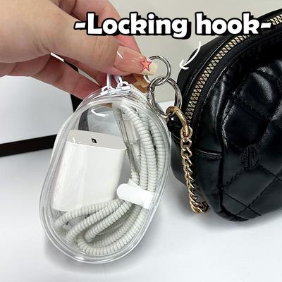 1Pcs Durable Protective Cover Data Cable Storage Box Headset Data Cable Portable Storage Bag Multifunctional Clear Organizer Box