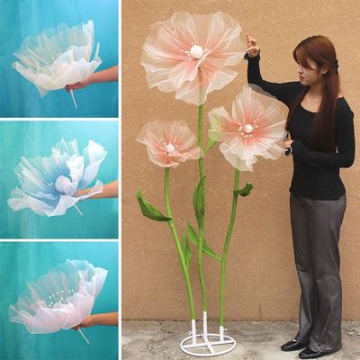 Flor 3D Simulação Grande 40/50cm Exibição de Janela Flor Artificial Grande 3D Pendurada Gaze Oca Flor Falsa Casamento