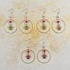 Rust-proof Gold Plated Hoop Dangle Earrings Enamel Bee Charm Red Bead Accent for Women Casual Daily Wear Gift