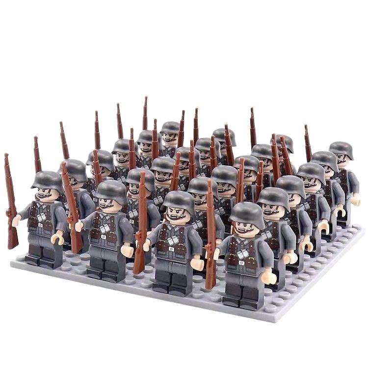 24PCS/SET WW2 Military Soldiers Rifle Weapons Gun Figures Parts Blocks Assembly DIY Model Building Kits Toys