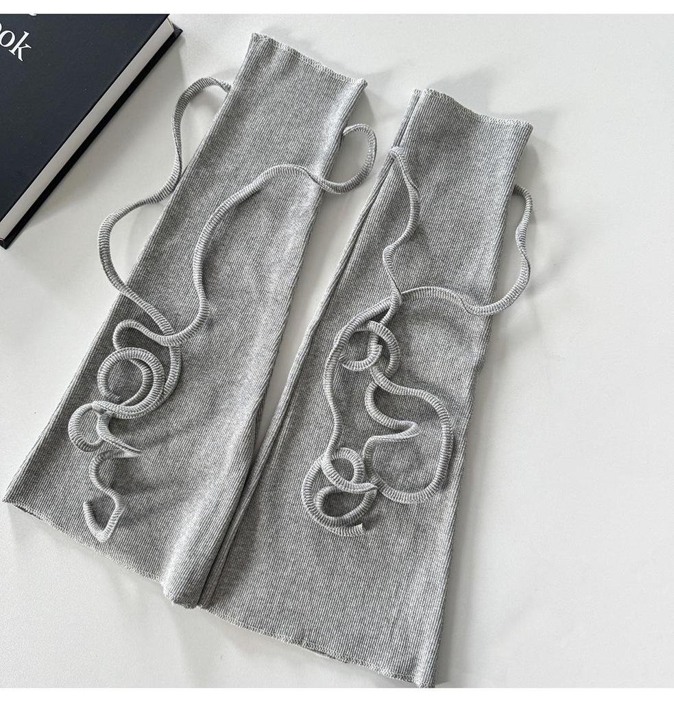 Y2K Harajuku Style Gray Trapezoid Lace-up Leg Warmers for Women