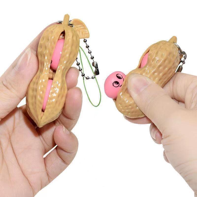 Paquete de 2 Juguetes Fidget Descompresión Edamame Squishy Apretar Guisantes Frijoles Llavero Fidget Squishy Accesorios de Descompresión