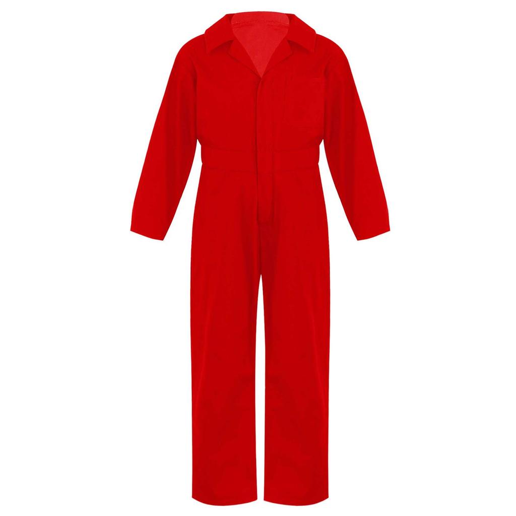 Kids Boys Fashion Mechanic Coveralls Long Sleeve Turndown Collar Zipper Front Jumpsuit Halloween Cosplay Costume