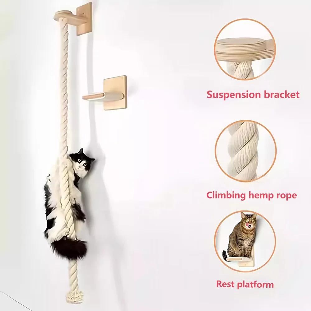 Cat Wall Climbing Shelf Steps Ladder Scratching Post Scratcher Bed Hiding House for Cats Tree Tower Pet Furniture Accessories