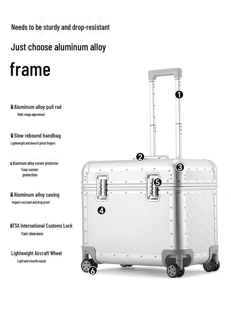 Compact Business Travel Photography Carry-on: Sturdy Aluminum Frame, Flip-top, Durable, with Telescopic Handle and Secure Password Lock.