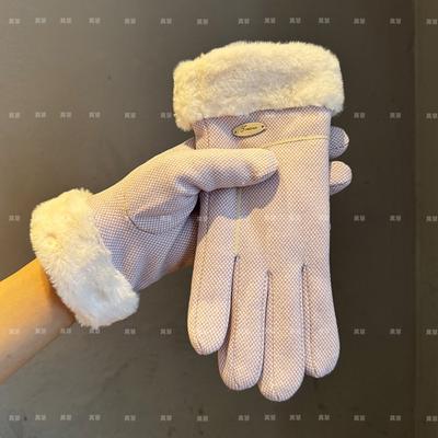 Gloves Women 2025 Velvet Outdoor Electric Vehicle Rough Edge Cold, Frost and Warm