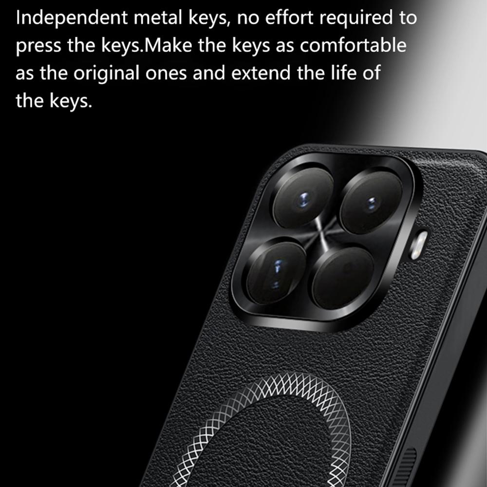 For Xiaomi 15T Magnetic Case PU TPU PC Phone Back Cover with Metal Lens Frame