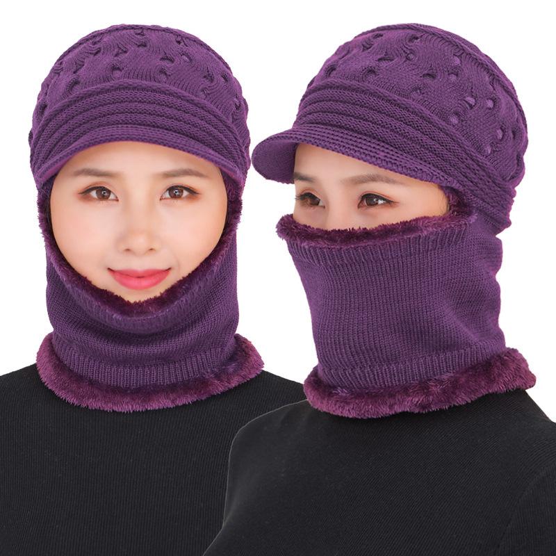 Men's Winter Wool Hat: Warm Knitted One-Piece with Face and Neck Protection for Outdoor Cycling