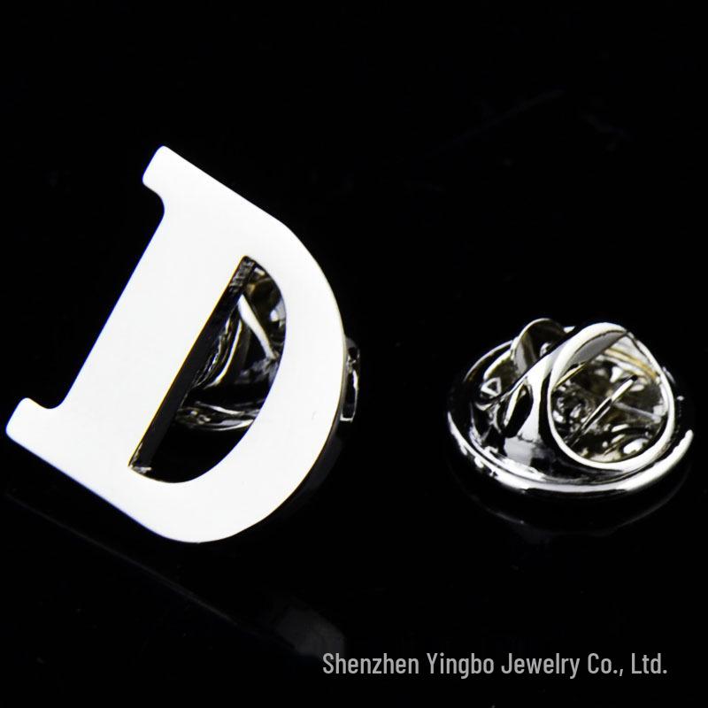 High-Quality Brass English Letter Brooches A-Z for Men & Women – Suit, Jacket, Shirt Badge.