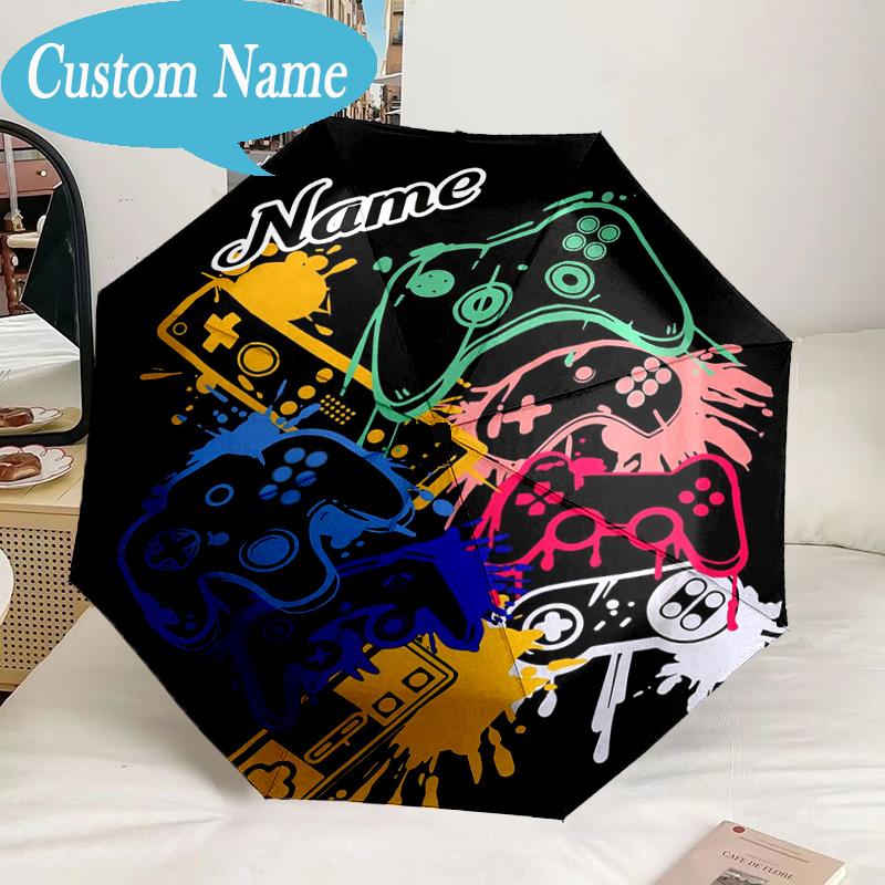 Custom Name Umbrella Game Controller Umbrella 8-Frame for Travel, Camping, Casual Lightweight Portable, Essential for Family Gifts