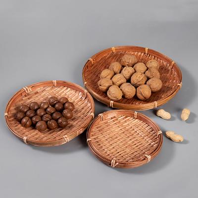 Round Plate Mini Round Dustpan Creative Candy Snack Tray Small Bamboo Woven Household Handmade Bamboo Products Dim Sum Tray