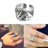 Hip Hop Fashion Exaggerated Cool Opening Ring Playing Card Crystal Rings for Men