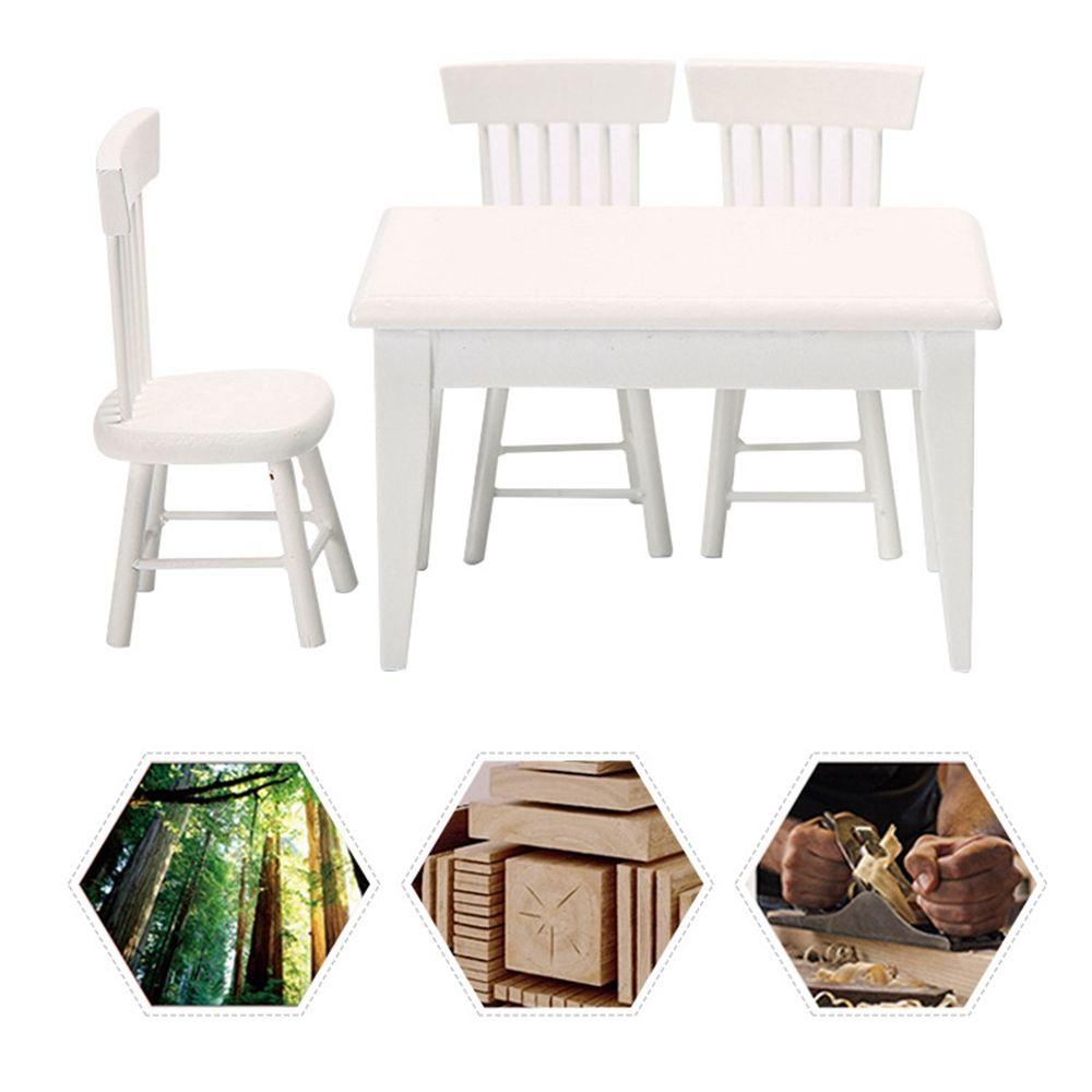 1/12 Dollhouse Accessories Table Furniture Toys Wooden Table Simulation Chair Doll House Decoration