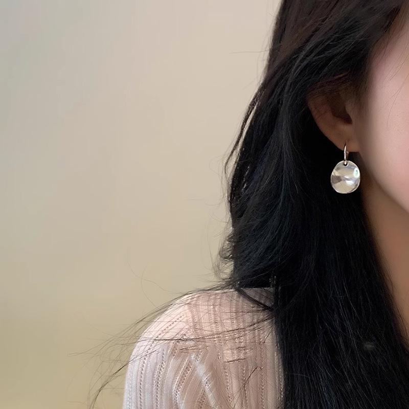 Korean-Style Pleated Round Earrings - Minimalist Blogger Fashion