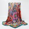 New Spring/Summer Orange Imitation Silk Neckerchief Outdoor Decoration Wraps for Women 90*90cm Cashew Print Square Scarf