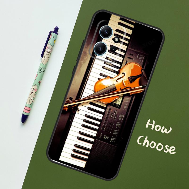 Violin Piano Case For Xiaomi Redmi Note 14 Pro 13 9 10 11 12 12S Cover For Redmi 15C 15 13C 12C 14C 10C