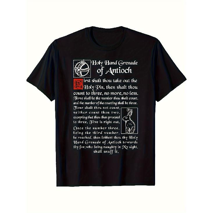 Men  Monty Python Holy Hand Grenade of Antioch T-Shirt - Black Retro Comedy Tee with Iconic Movie Quote & / Print, Cotton Short Sleeve Novelty Top S чёрный