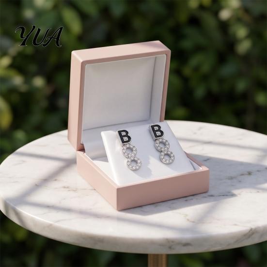 Fashionable Holiday Statement Jewelry 1 Pair Halloween BOO Earrings for Women, Sparkly Rhinestone Boo Lightweight Party Accessories Letter Stud