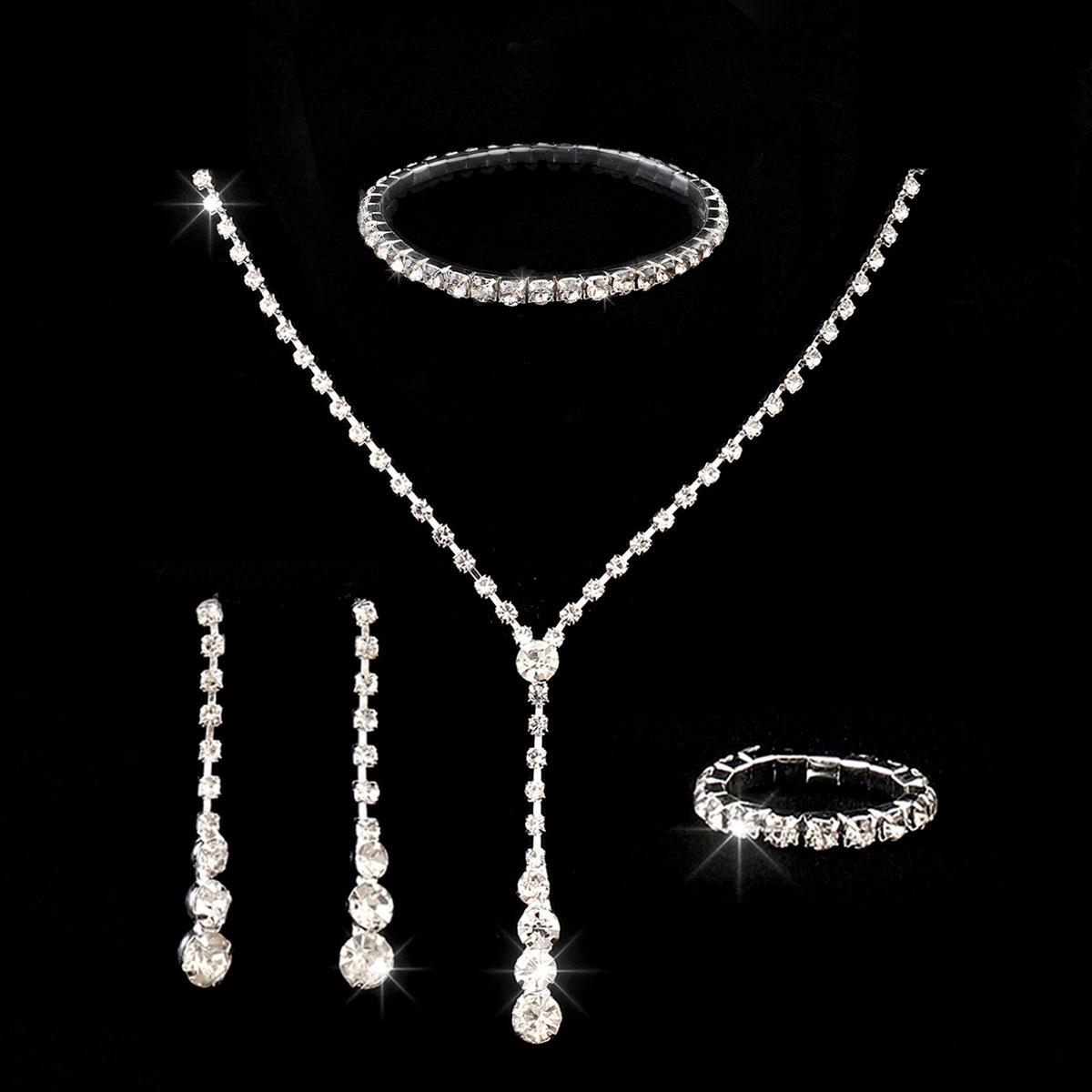 

Европейский и американский свадебный набор капля из страз (ожерелье и серьги)