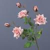3 Head Simulation Rose Flower Luxury Fake Flowers Artificial Rose Branch  Outdoor Garden Decor