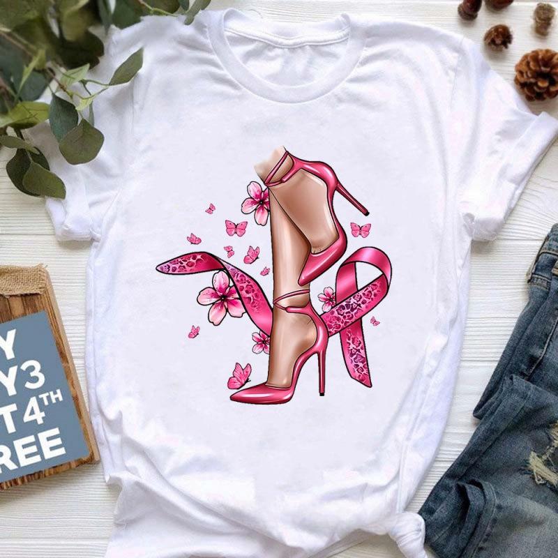 Summer Half Sleeve Retro Printed High Heels Cotton Loose Short Sleeve Women's T-Shirts Women’s