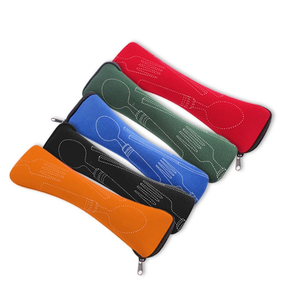 Tragbare Besteck-Reißverschlusstasche Outdoor-Reisen Camping Recycelbares Essgeschirrset Bestecktasche Aufbewahrungstasche