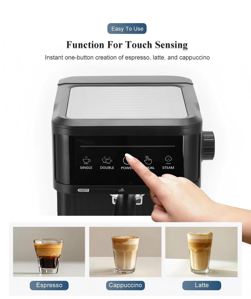 Italian Style Automatic Espresso Machine with Milk Frothing and High-Pressure Extraction