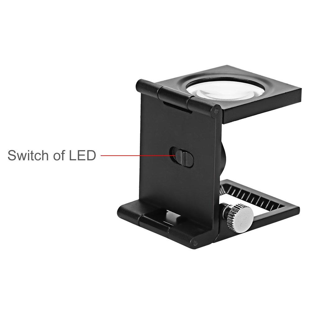 Ständer 10x Vergrößerung mit LED Tisch Handheld für Insekten Schmuck Präzision Stilvolles Geschenk Vergrößerungsglas, Licht, Hochleistungsvergrößerungsglas, Faltbar,