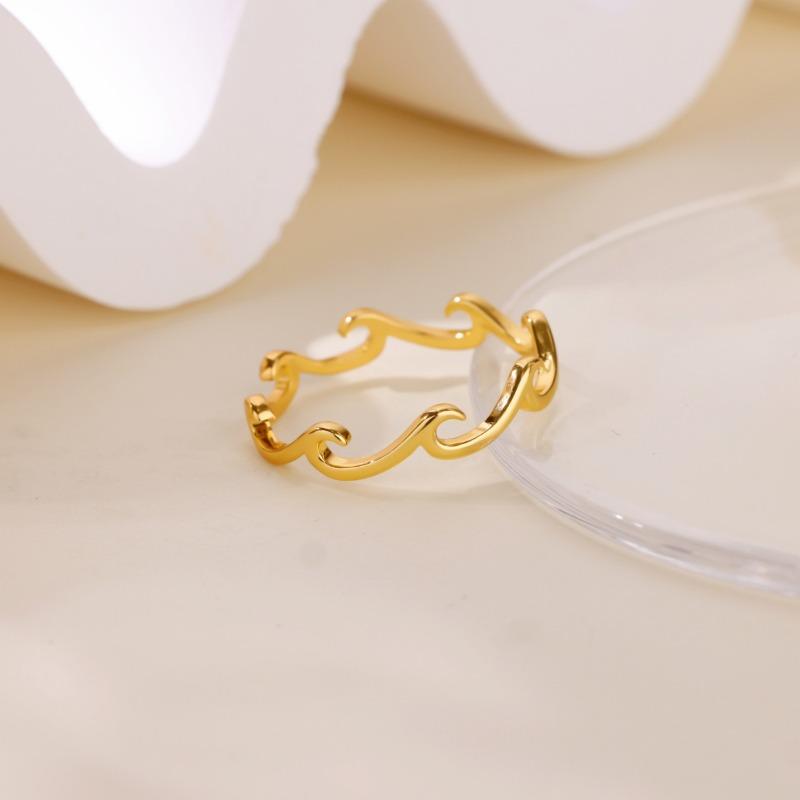 Stylish Stainless Steel Wave Open Ring Simple Versatile Men's and Women's Stainless Steel Ring