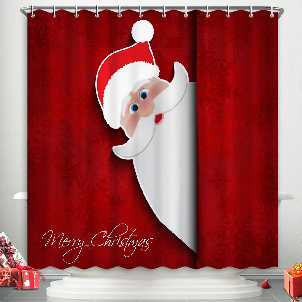 Christmas Santa Claus Shower Curtain Merry Christmas Shower Curtain Washable Fabric Shower Curtain Funny Winter Bathroom Decor