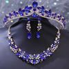 DIEZI 5 Farben Luxus Kristall Diadem Halskette Ohrringe Für Frauen Hochzeitsparty Elegant Braut Braut Strass Krone Accessoires