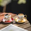 Enameled Ceramic Coffee Cup and Saucer Set Creative Mug Master Single Cup Blue and White Porcelain Teacup Inside Flowers Mugs