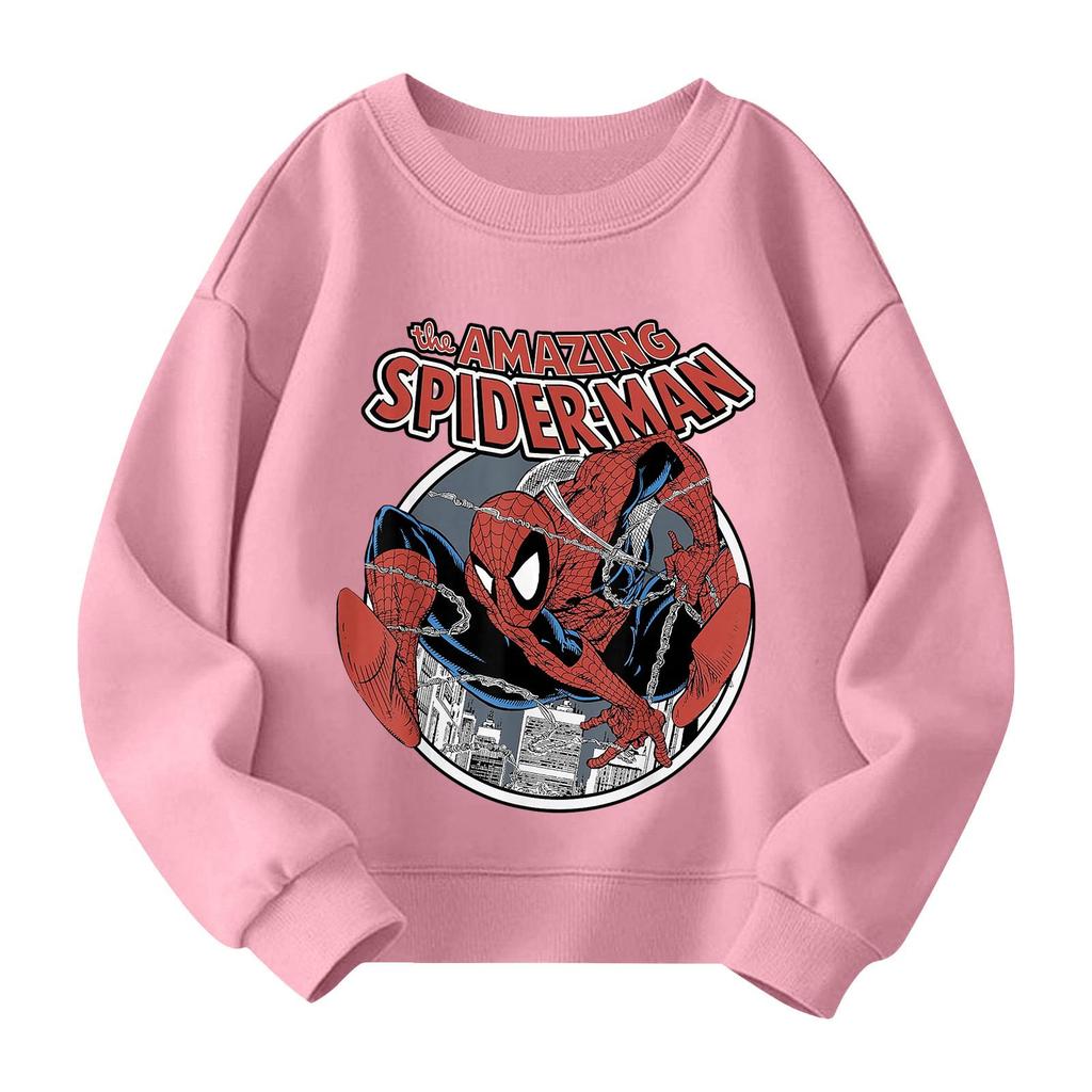 Boys and girls round neck plus velvet pullover printed top sweatshirt