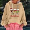 Women's Christmas Print Loose Casual Long Sleeve Hooded Sweatshirt