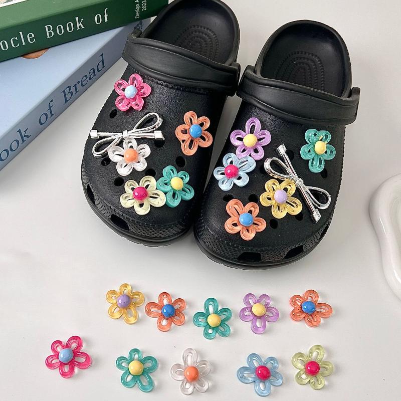 9Pcs Flower Shoe Charms For Women Hole Shoe Accessories DIY Shoe Decoration Charms For Summer Sandals Party Favor